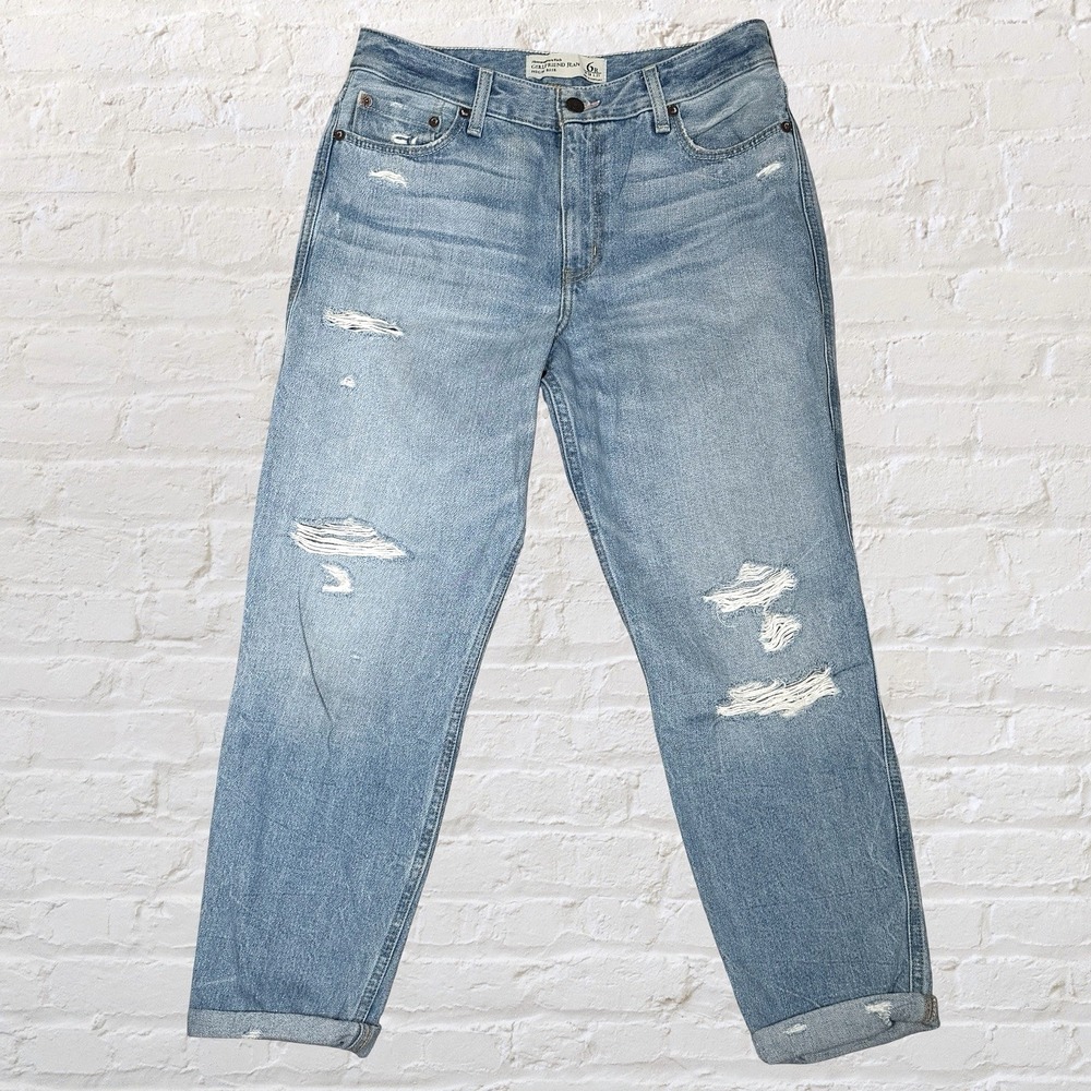 Abercrombie & Fitch Girlfriend Jeans Ankle Size 6 R 28x27 High Rise Distressed